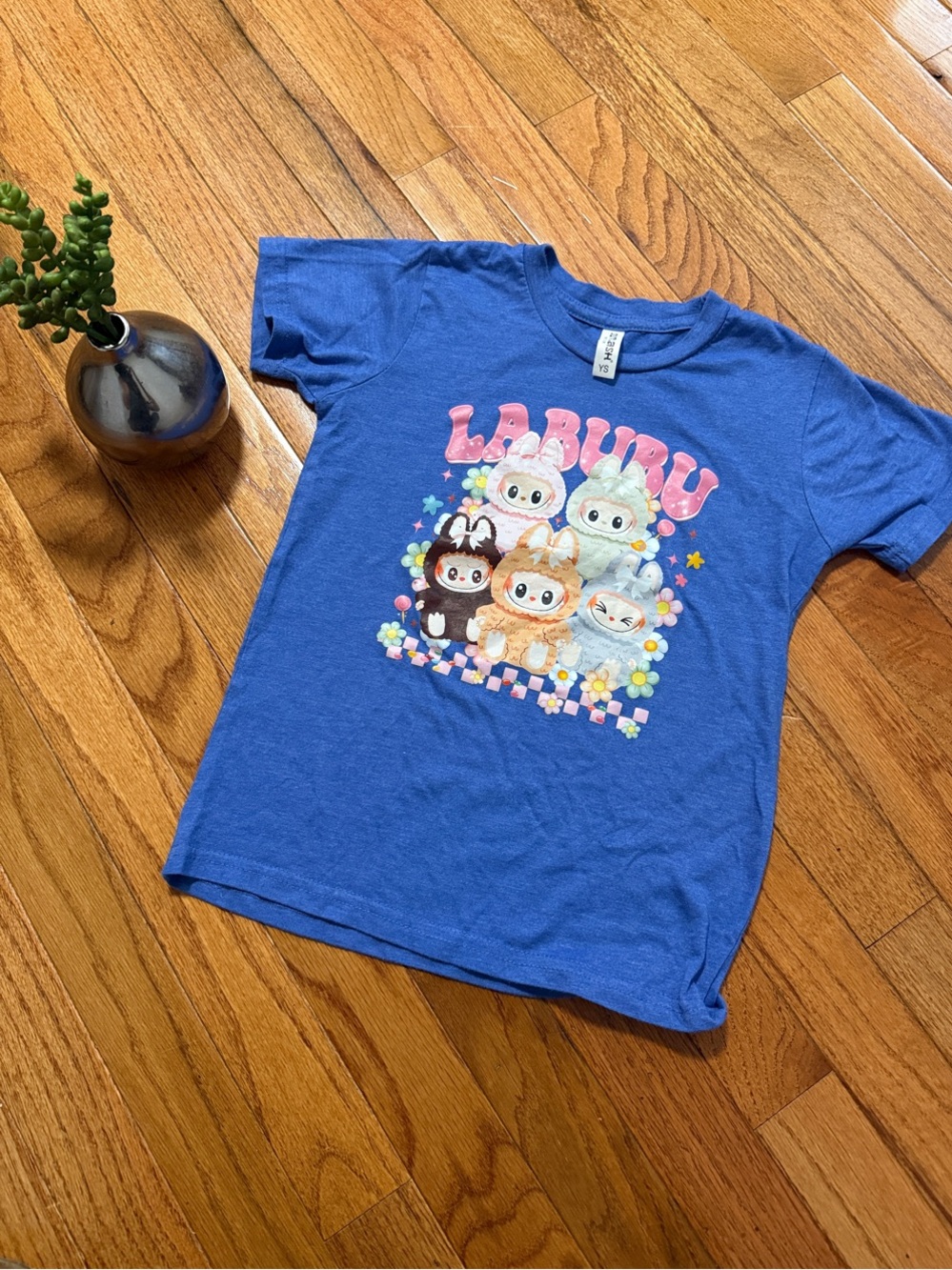 Labubu inspired Blue Kids Graphic Tee - Cute Character Print